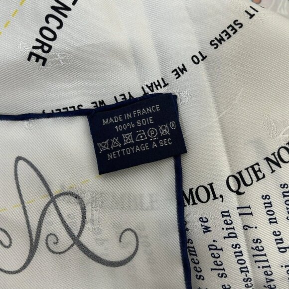 HERMES Carre 70  White Dark Navy Multi Scarf 246-071225 - Picture 6 of 6